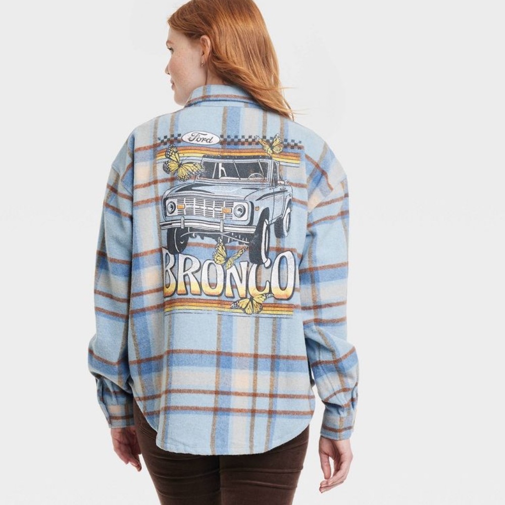 Women's Ford Bronco Graphic Shacket - Light Blue